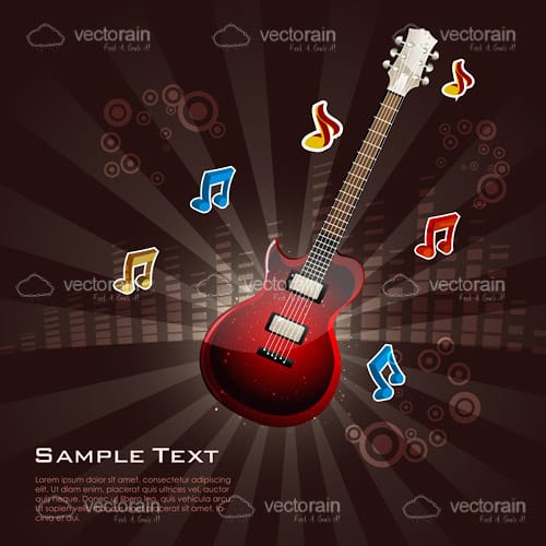 Musical Guitar Card with Sample Text